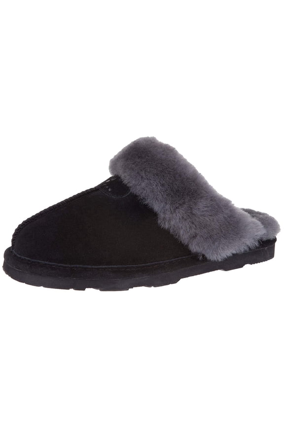 Loki II Slide Slippers for Women, Sheepskin Lining, Suede Upper, Closed Toe Slipper with Rubber Outsole