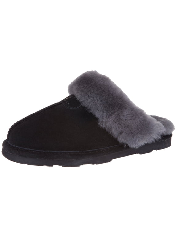 Loki II Slide Slippers for Women, Sheepskin Lining, Suede Upper, Closed Toe Slipper with Rubber Outsole