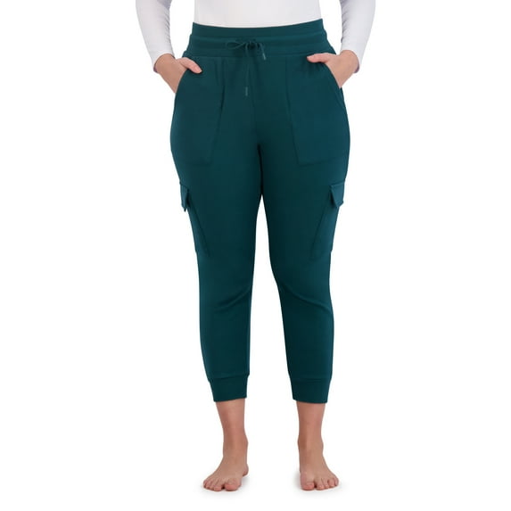 BEARPAW Women's Micro Fleece Lounge Drawstring Cargo Joggers with Pockets Sweatpants