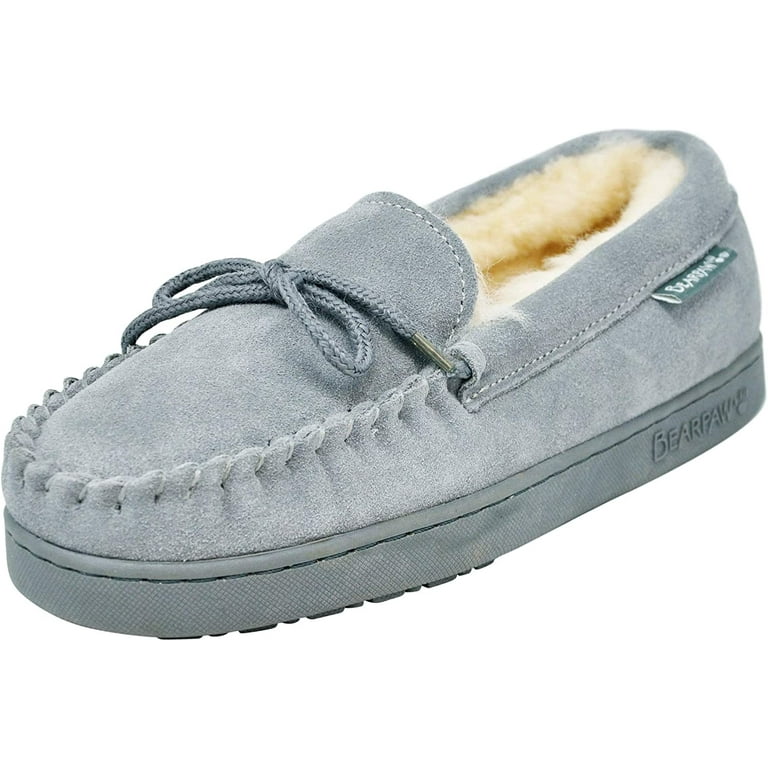 BEARPAW Women s Moc II Slippers Comfortable Lightweight Shoes Multiple Colors Sizes Grey Fog 7