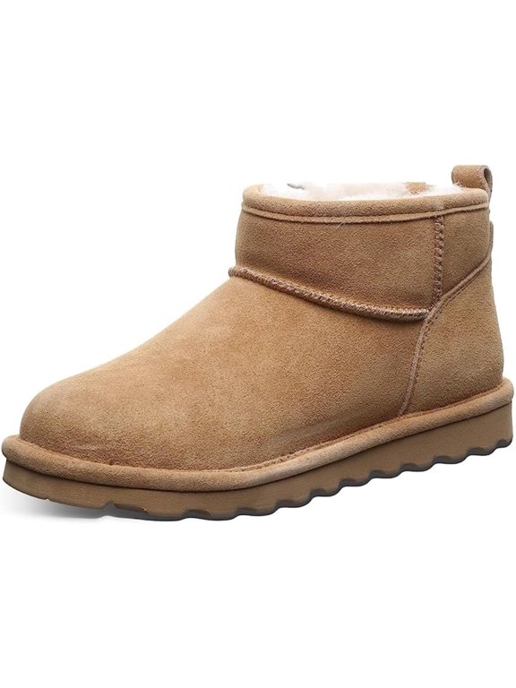 Shorty Boots for Women Sheepskin Wool Blend Lined Waterproof Cushioned Footbed Lightweight Rubber Sole Winter Boots