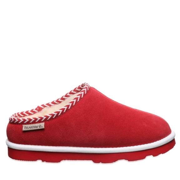BEARPAW Women's Tabitha Slipper Red/White Size 8 | Comfortable & Lightweight Slipper | Indoor & Outdoor Shoe for Women
