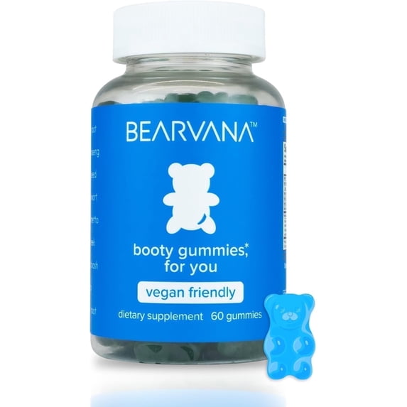 BEARVANA Peach Support Gummies for Women, 60 Gummies, Fitness Supplement, Booty BBL Enhancer, Berry Flavor