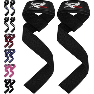 "BEAST RAGE Weight Lifting Straps Fitness Padded Cotton Wrist Support Gel Advanced Grips Dumbbell Bar Wraps Heavy Duty Gym Bodybuilding Straps Power Deadlift Barbells Non Slip Exercise (Black),,