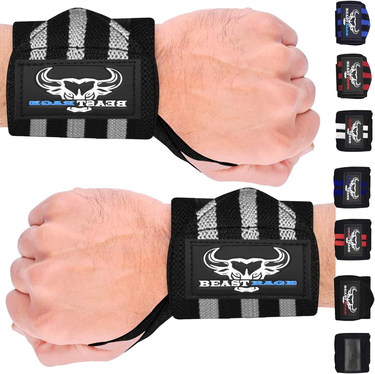 BEAST RAGE Weight Lifting Straps Wrist Wraps Fitness Padded Cotton