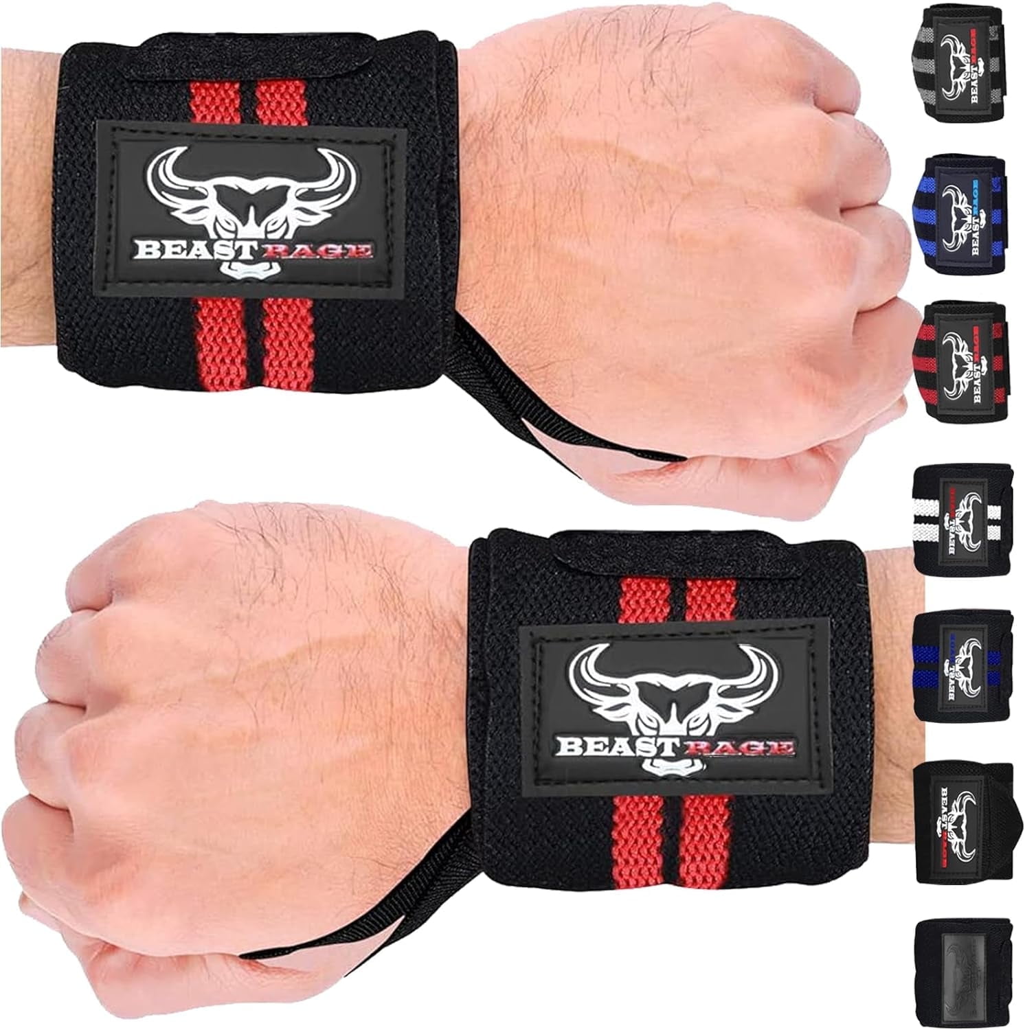 BEAST RAGE Weight Lifting Straps Wrist Wraps Fitness Padded Cotton