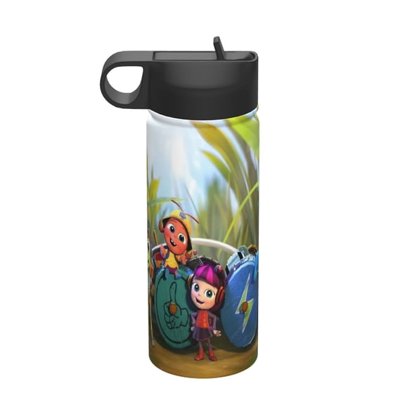 BEAT BUGS Kids Insulated Water Bottle With Straw - 18 Oz Stainless Steel Double Wall Vacuum Cup, Leakproof, Bpa Free, Suitable For Boys And Girls