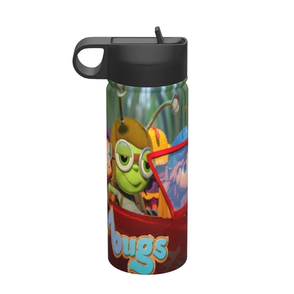 BEAT BUGS Kids Insulated Water Bottle With Straw - 18 Oz Stainless Steel Double Wall Vacuum Cup, Leakproof, Bpa Free, Suitable For Boys And Girls