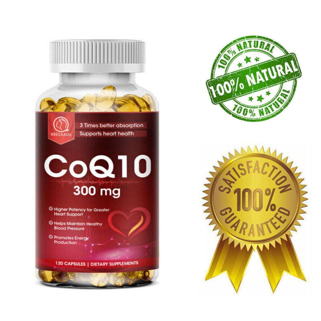 BEAU COQ10 Coenzyme Q10 300mg Vegetarian Capsule Promotes ...