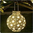 thumbnail image 1 of BEAU JARDIN 4 Pack Hanging Solar Star Laterns Lights Christmas Outdoor Decoration Metal Warm White LED Auto On/Off Waterproof Solar Powered Landscape Lighting for Table Yard Walkway Garden Retro Black, 1 of 8