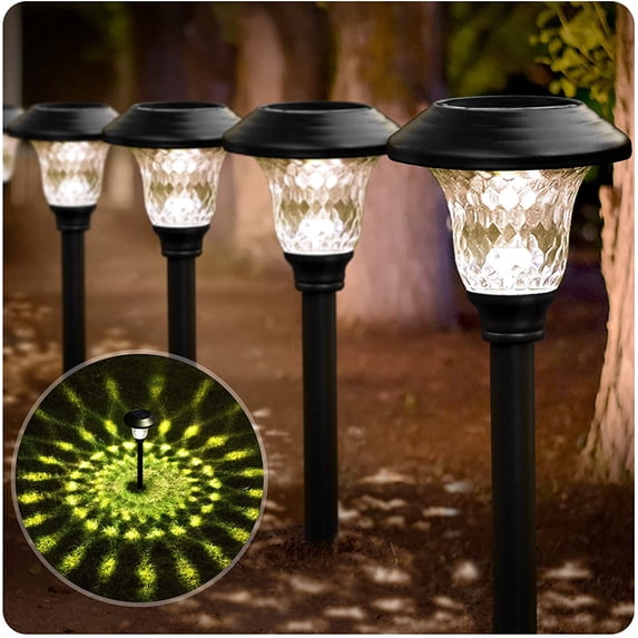 BEAU JARDIN 8 Pack Solar Powered Lights LED Path Garden Light - Black