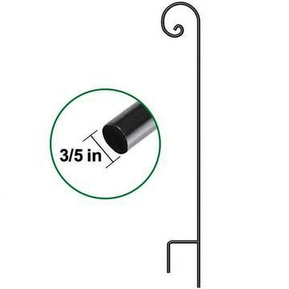 BEAU JARDIN Shepherd Shepards Hook 92 inch One Piece 3/5 inch Solid Heavy Duty Metal Tall Hummingbird Bird Feeder Pole Garden Hanging Plants Baskets Hanger Pathway Light Solar Lantern Outdoor Black