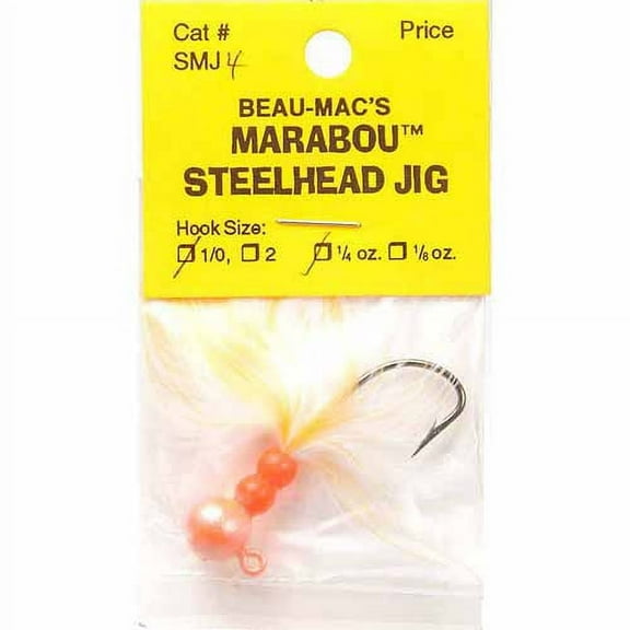 BEAU MAC STEELHEAD AND SALMON JIG DOUBLE BEAD JIG - PEACH 1/4 OZ