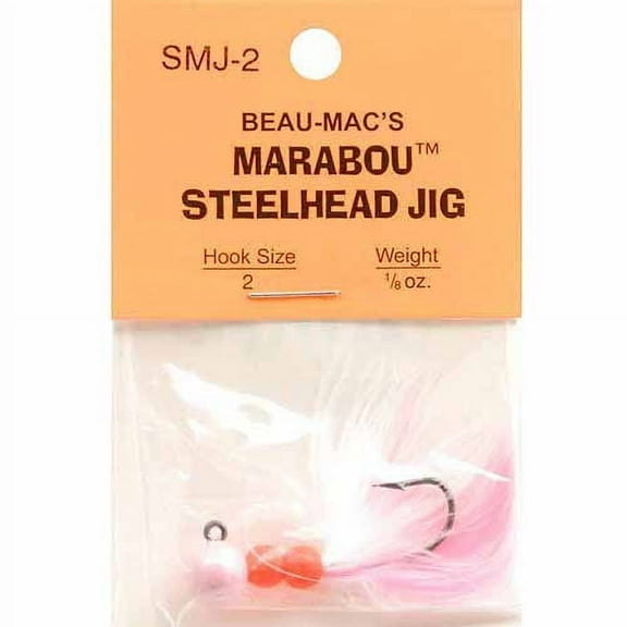 BEAU MAC STEELHEAD AND SALMON JIG DOUBLE BEAD JIG - PNK/WHT 1/8 OZ