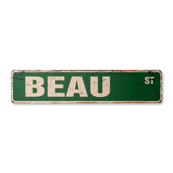 BEAU Vintage Plastic Street Sign Childrens Name Room Sign | Indoor/Outdoor |  24" Wide