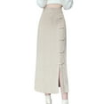 thumbnail image 1 of BEAUKEY Midi Skirt For Women Side Slits Straight Skirt Chinese Pearl Buckle Knitted Skirt, 1 of 1