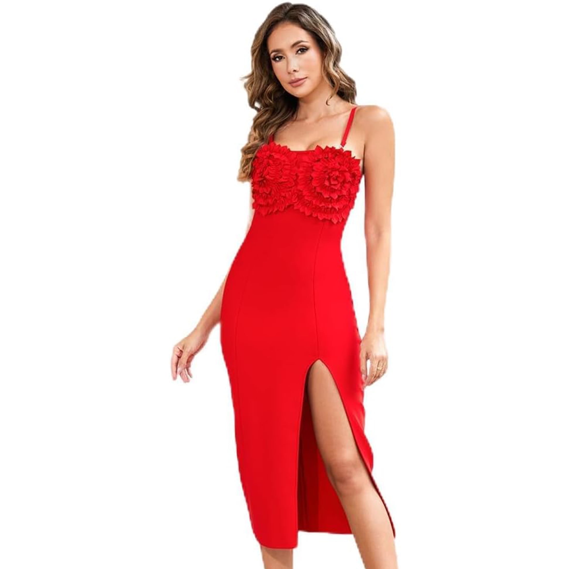 Red Slit Thigh Bandage Dress main image 1