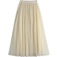 thumbnail image 1 of BEAUKEY Women's Midi Skirt Pleated Tulle Skirt High Waist Layered A Line Skirt Reversible Mesh Long Skirt, 1 of 1