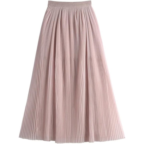 BEAUKEY Women's Midi Skirt Pleated Tulle Skirt High Waist Layered A Line Skirt Reversible Mesh Long Skirt