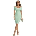 thumbnail image 1 of BEAUKEY Women's Mint Green Off Shoulder V Neck Bandage Dresses Elegant Knee Length Club Bodycon M, 1 of 6