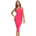 thumbnail image 1 of BEAUKEY Women's One Shoulder Bandage Dresses Backless Bodycon Rose Pink Elegant Party Celebrity Vestidos S, 1 of 6