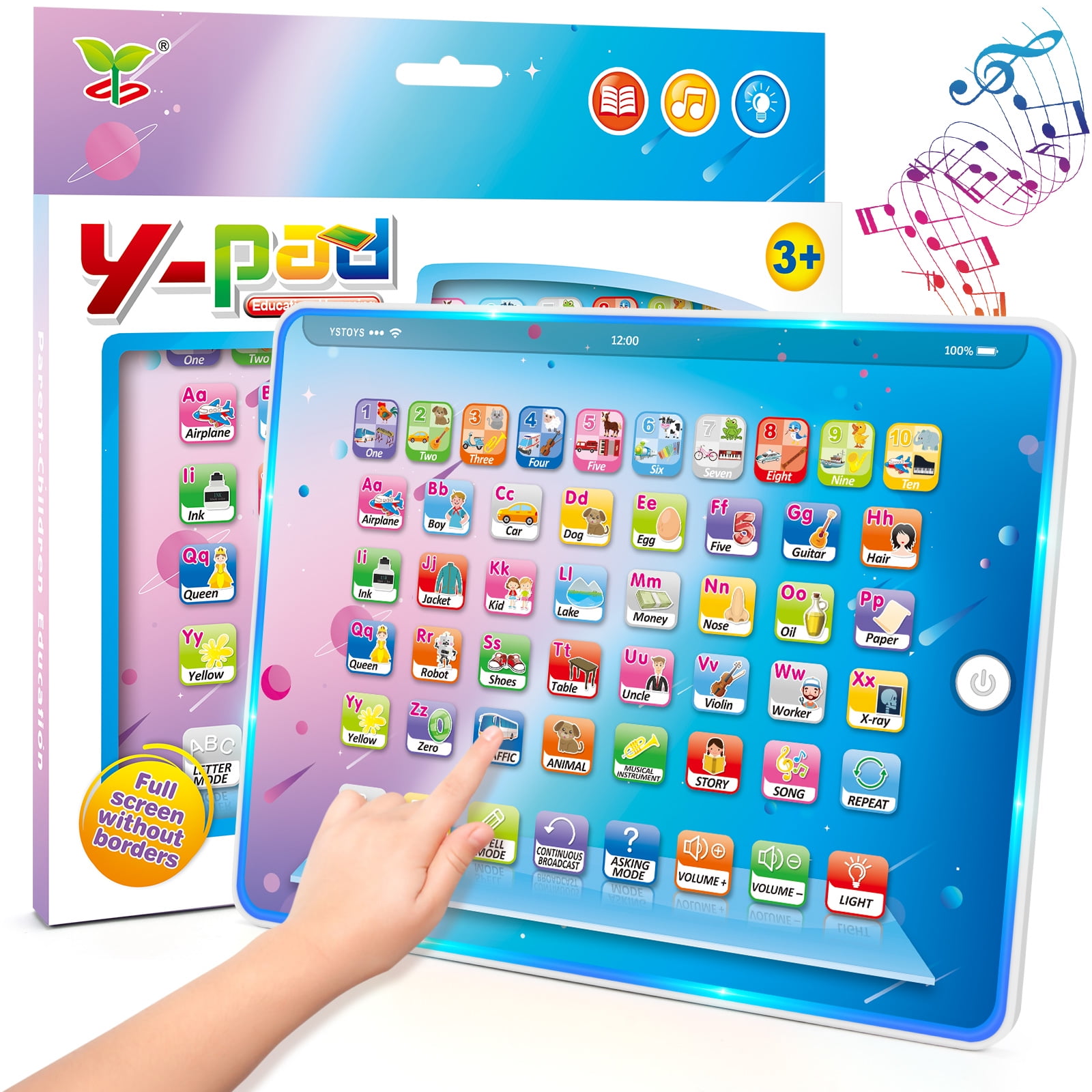 BEAURE Learning Pad ABC Words Numbers Music Educational Tablet for Preschool Children Toddler Toys Age 1-3