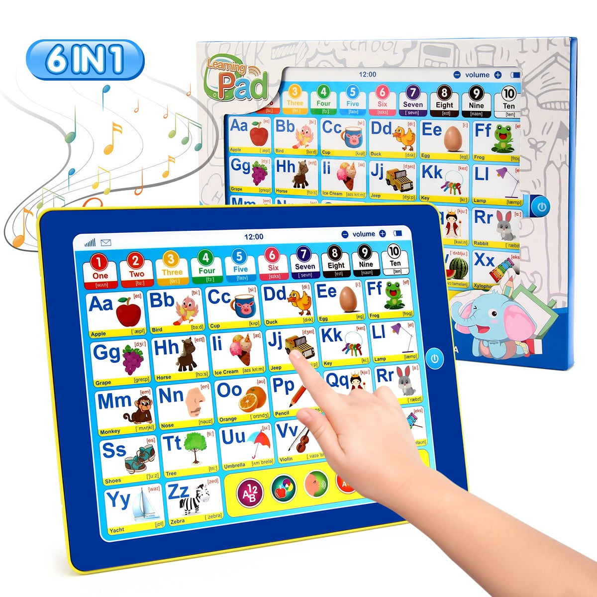 BEAURE Learning Tablet Baby Toy ABC/Words/Numbers/Music Preschool Toys Gifts for Toddlers Age 1-3 Boys Girls