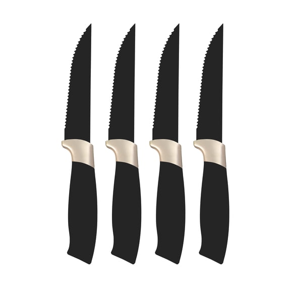 Beautiful by Drew Barrymore 4 Piece Steak Knife Set, Black Sesame