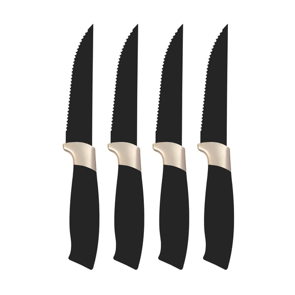 Beautiful by Drew Barrymore 4 Piece Steak Knife Set, Black Sesame