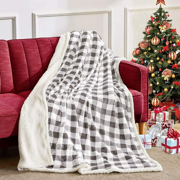 BEAUTEX Fleece Throw Blanket, Super Soft and Cozy Fleece Plaid Plush Blanket (Grey, Throw 50" x 60")