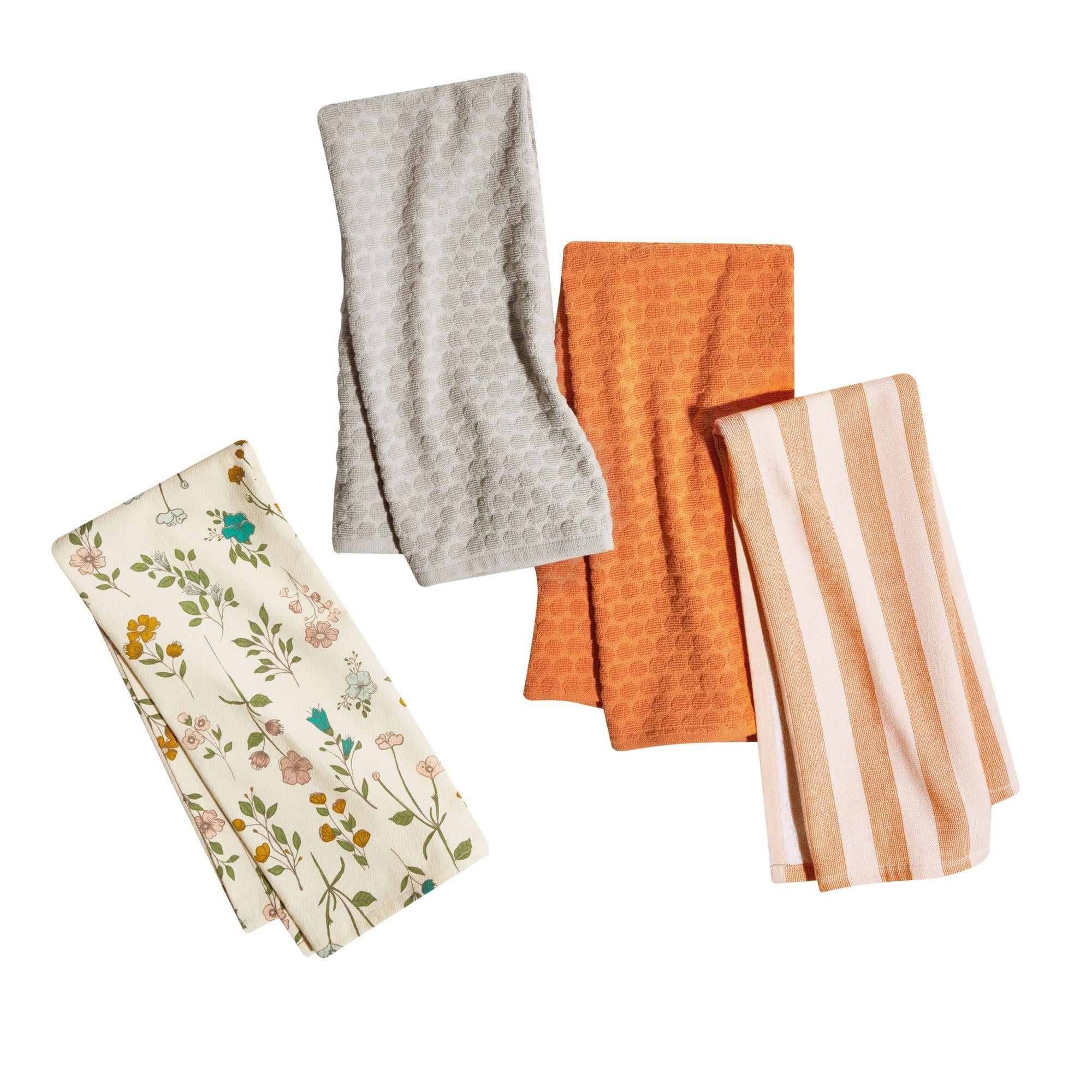 Beautiful Botanical 4-Piece Kitchen Towel Set by Drew Barrymore, Multiple, 30"W x 20"L