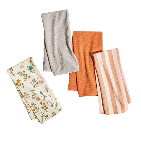 Beautiful Botanical 4-Piece Kitchen Towel Set by Drew Barrymore, Multiple, 30"W x 20"L