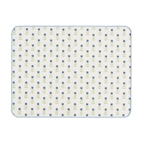 Beautiful Ditsy Botanical Printed Dish Drying Mat by Drew Barrymore, Green, 18"x24"