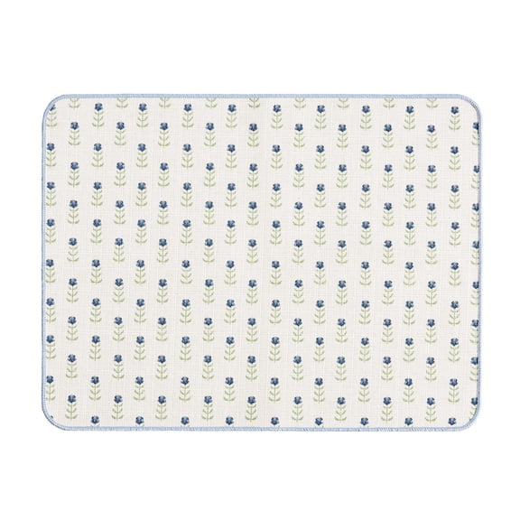 Beautiful Ditsy Botanical Printed Dish Drying Mat by Drew Barrymore, Green, 18"x24"