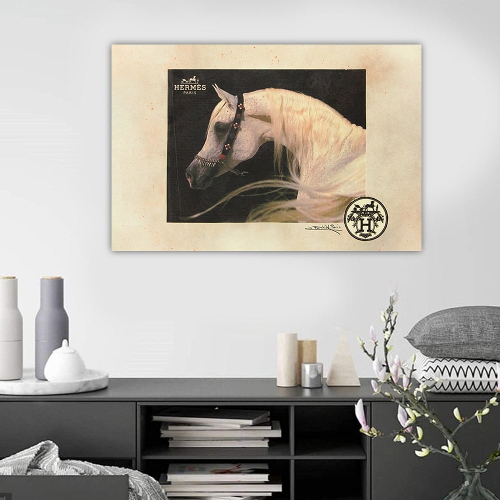 BEAUTIFUL FASHION WHITE HORSE - 14"x14" Canvas Artwork - Multi-Color 16 x 20