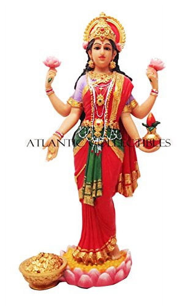 Vibrant Resin Lakshmi Statue with Gold Accents