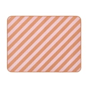 Beautiful Printed Stripe Dish Drying Mat by Drew Barrymore, Coral Rose, 24"Wx18"