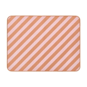 Beautiful Printed Stripe Dish Drying Mat by Drew Barrymore, Coral Rose, 24"Wx18"