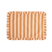 Beautiful Home by Drew Barrymore Ruffle Stripe Fabric Placemat, Coral Rose, 20"W x 14"L
