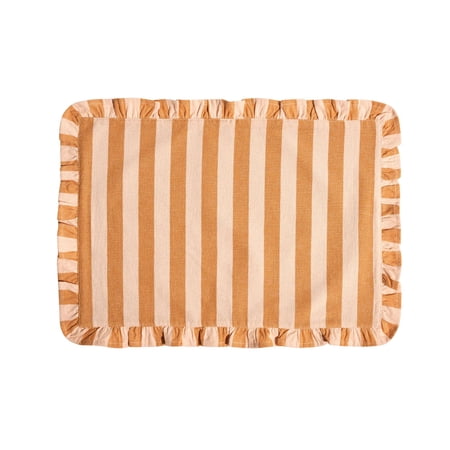 Beautiful Home by Drew Barrymore Ruffle Stripe Fabric Placemat, Coral Rose, 20"W x 14"L