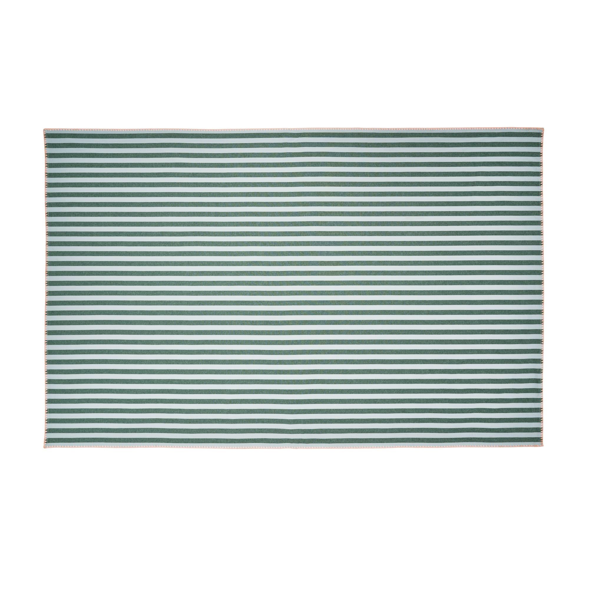 Beautiful Home by Drew Barrymore Yarn Dyed Stripe Whipstitch Fabric Tablecloth, Thyme Blue, 102"W x 60"L