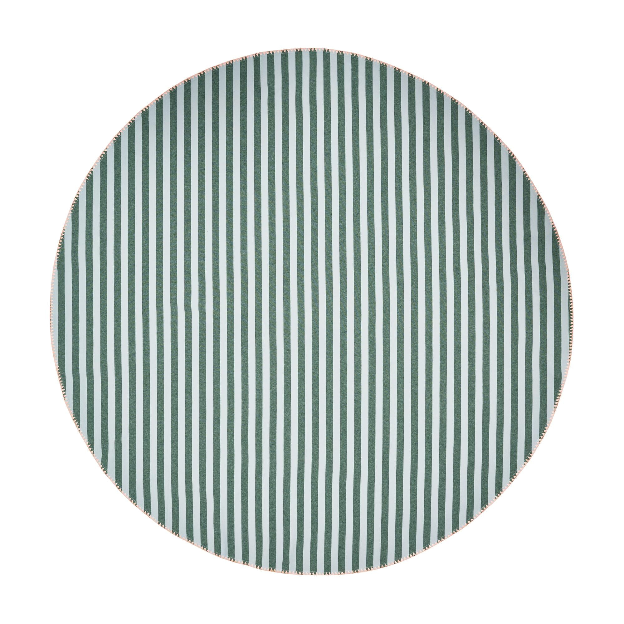 Beautiful Home by Drew Barrymore Yarn Dyed Stripe Whipstitch Fabric Tablecloth, Thyme Blue, 70" Round - Walmart.com