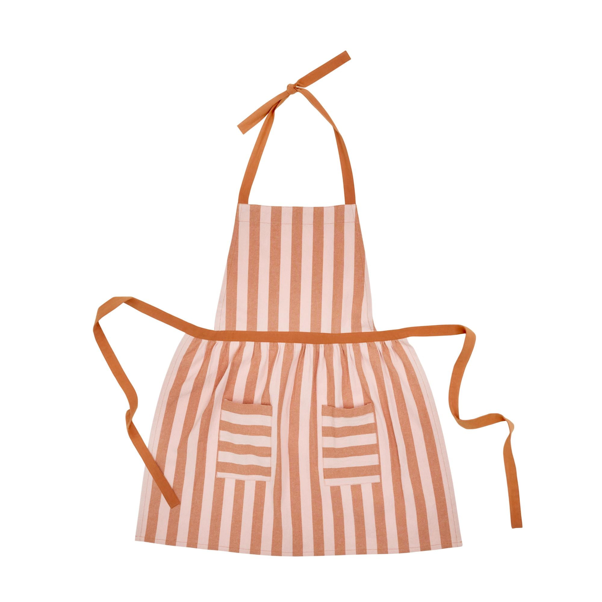 Beautiful Yarn Dyed Stripe Apron by Drew Barrymore, Coral Rose, 30"W x 32"L