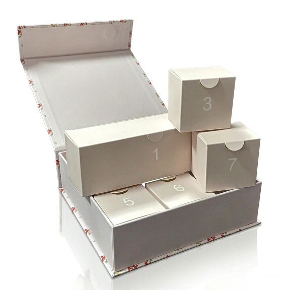 BEAUTINOUN Countdown Calendar Gift Box Set Reusable Cardboard 7 Count