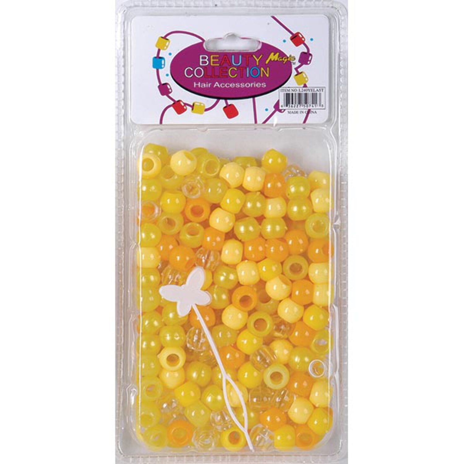 BEAUTY COLLECTION Large Round Hair Bead 200PCs YELLOW ASSORTED
