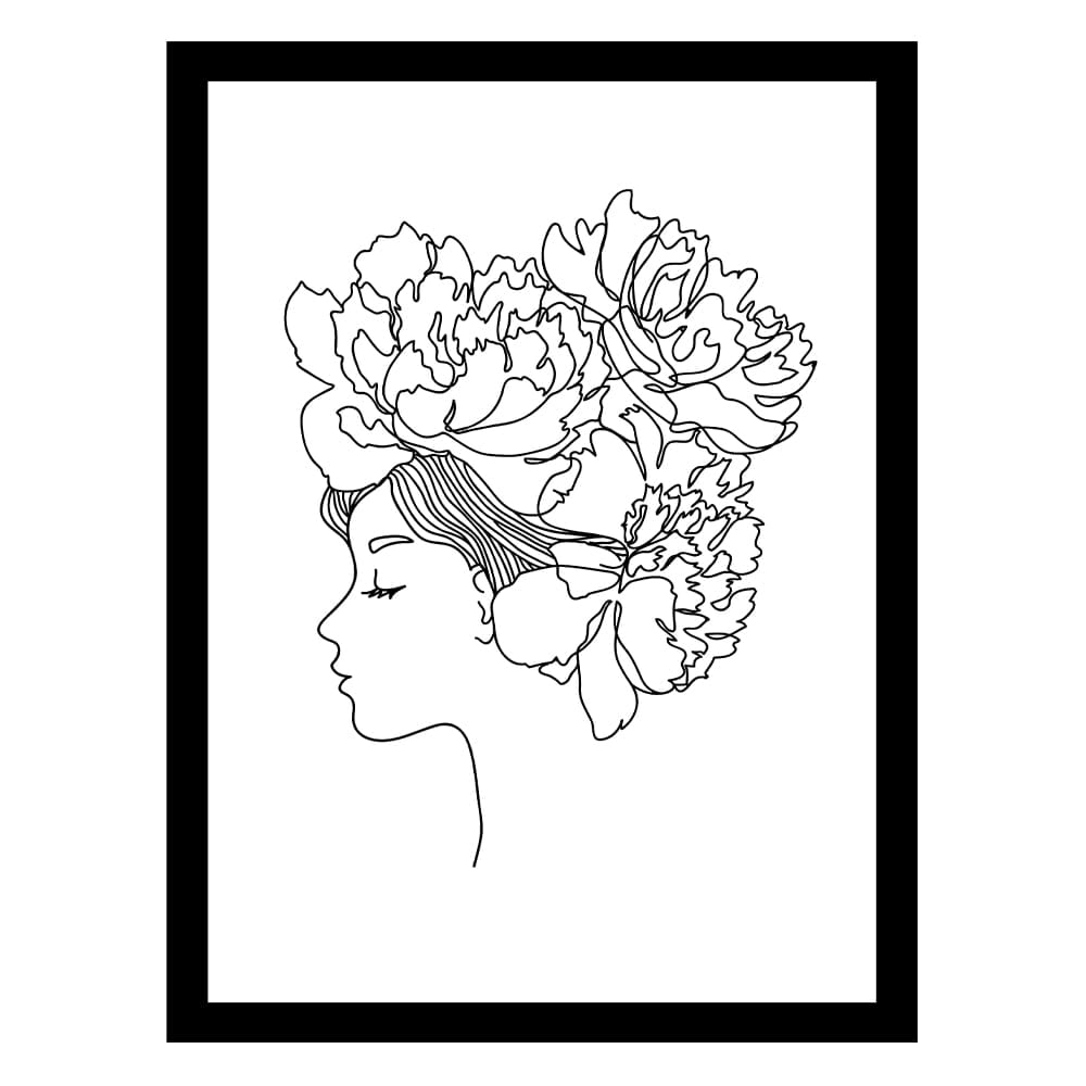 BEAUTY FROM WITHIN FLOWERHEAD LINEART Framed Print