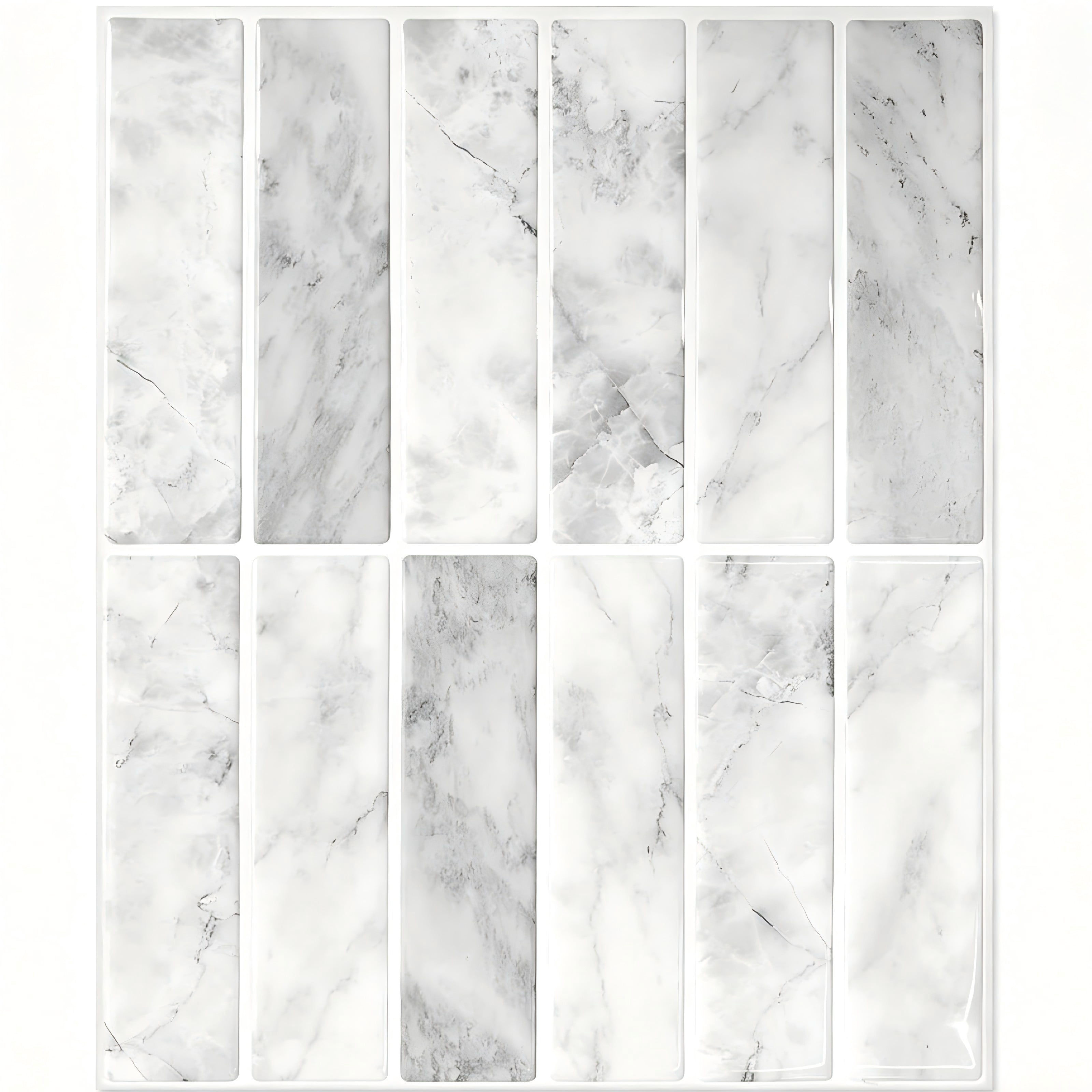 BEAUTYPEAK 11.4"x9" Peel and Stick Backsplash 10 Pack 3D Wall Tile for Kitchen, Bathroom, Gray Marble
