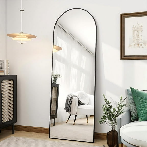 BEAUTYPEAK 19.1"x57"Arched Full Length Mirror Floor Mirror with Stand,Black