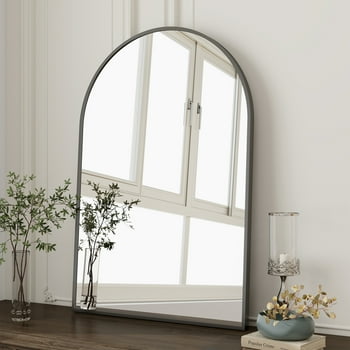 BEAUTYPEAK 20"x 30" Bathroom Mirror Wall Vanity Arched Mirror, Black