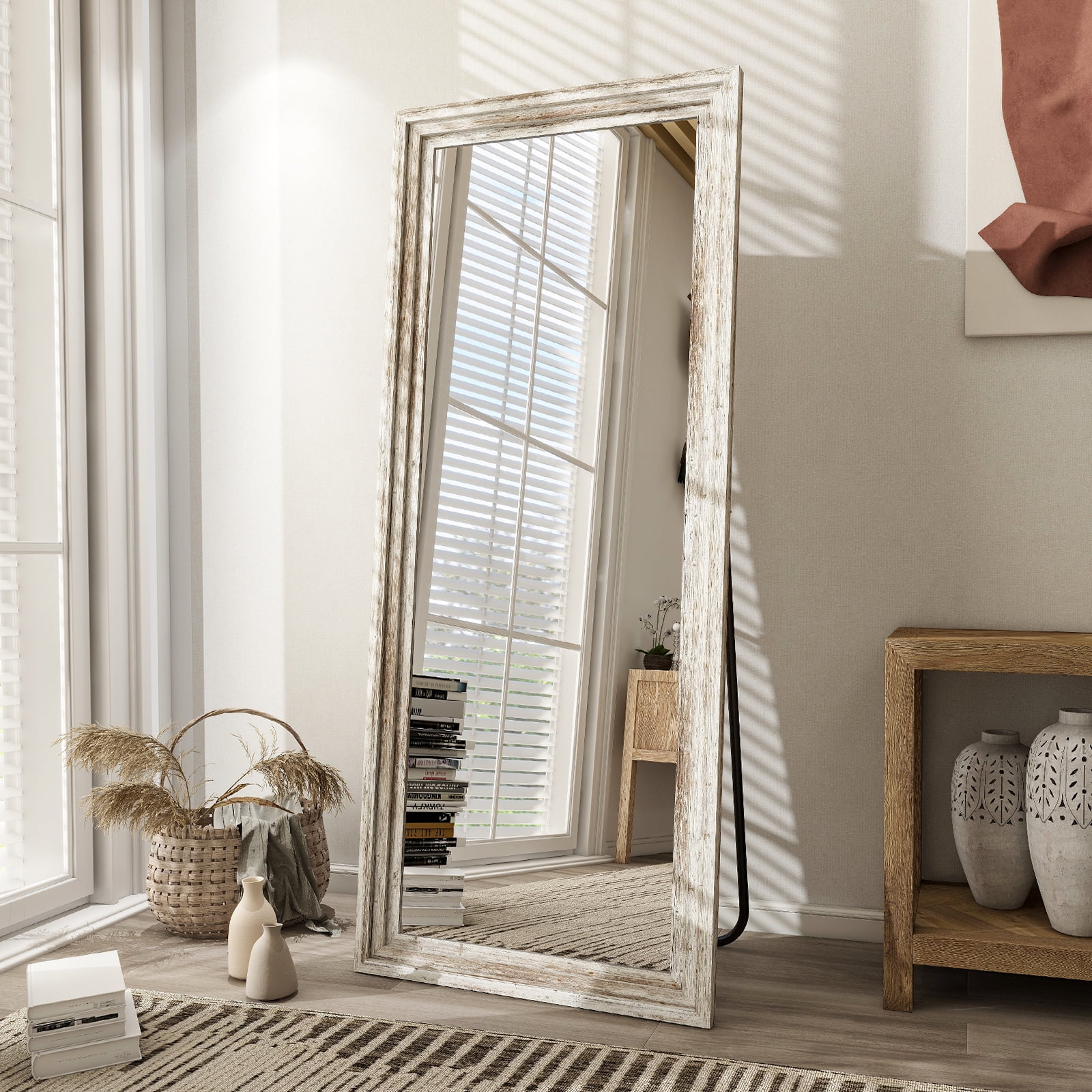 Free Shipping! BEAUTYPEAK 21x64 Full Length Mirror Paulownia Wood